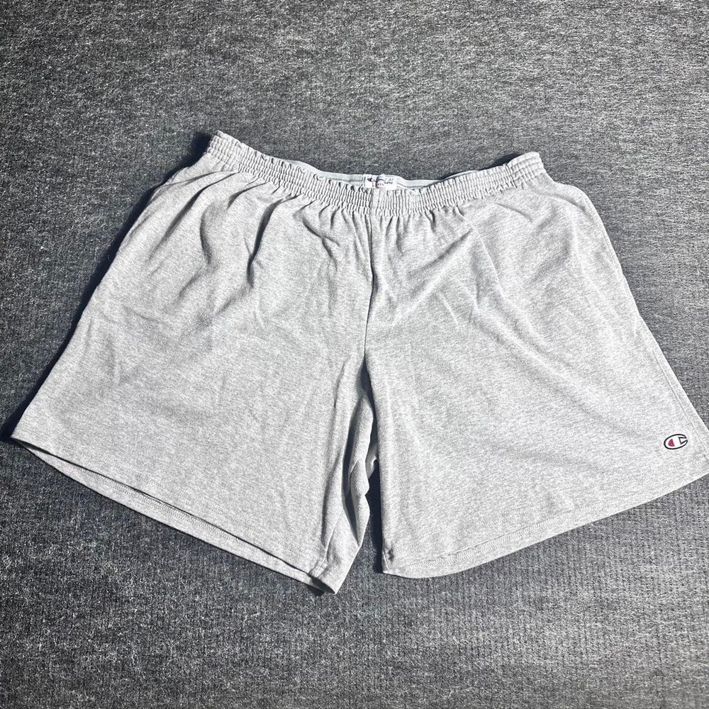 Champion Authentic Mens Heather Gray Jersey Athletic Shorts XXL Drawstring Logo